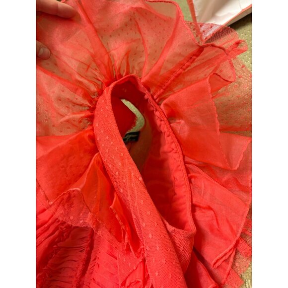 NEW Geisha Designs Anthropologie Ruffled Tulle Sheer Velvet-Trim V-Neck Blouse - Picture 10 of 16